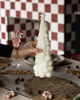 Handpoured Xmas Bubble Candle Tree Creme