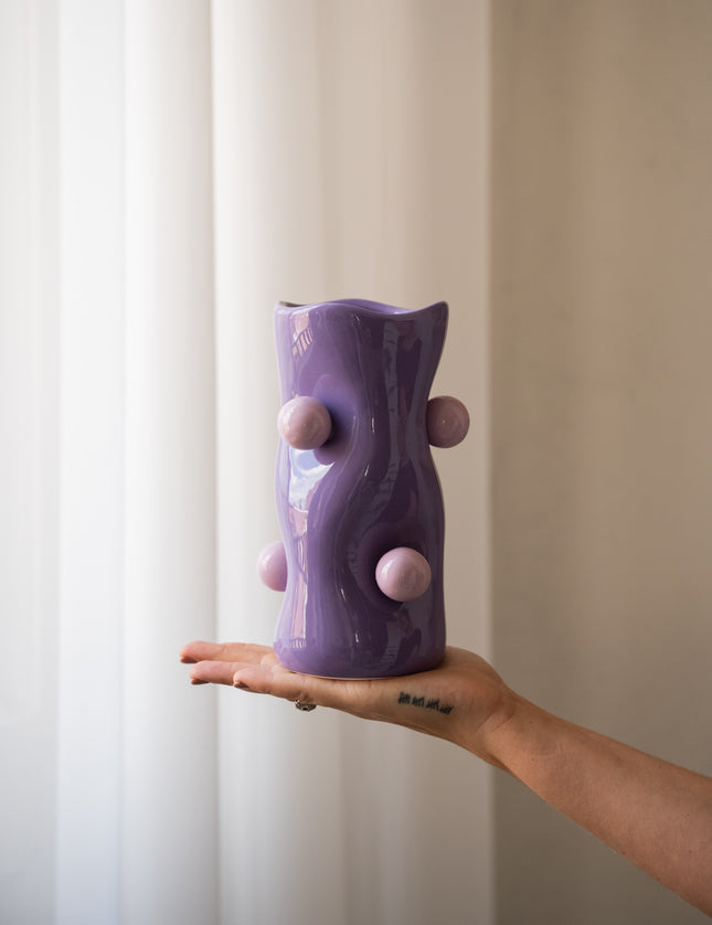 Vase Bola Ceramic Bright Purple