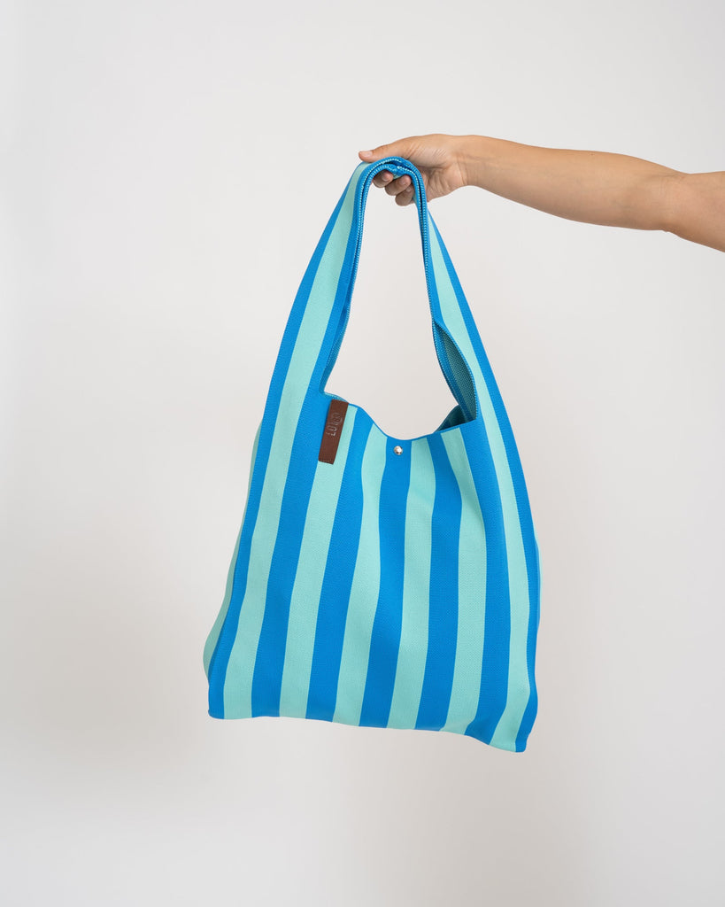 Bag Stripy Aqua Blue - Things I Like Things I Love