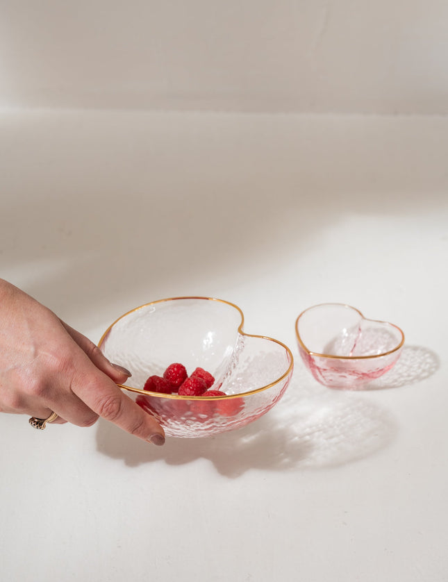 Bowl Heart Glass Gold Pink - Things I Like Things I Love