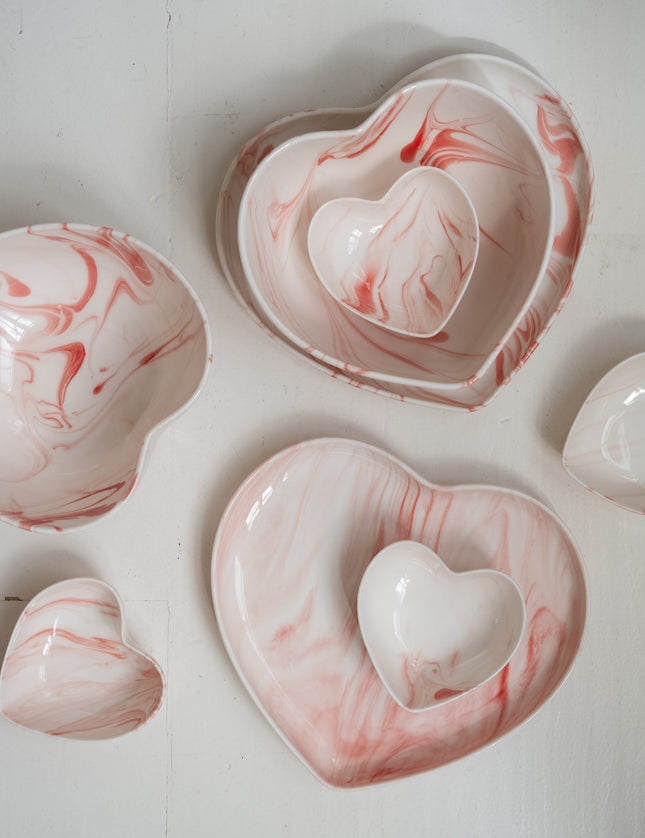 Bowl Heart Porcelain White Pink - Things I Like Things I Love