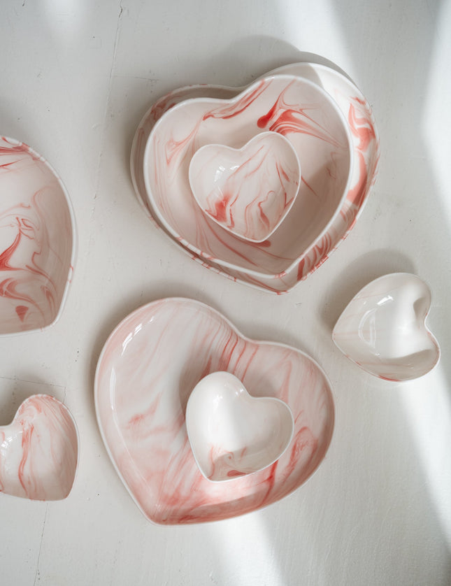 Bowl Heart Porcelain White Pink - Things I Like Things I Love