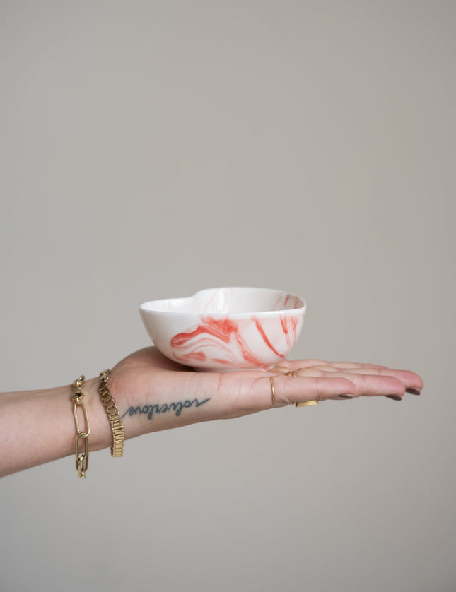 Bowl Heart Porcelain White Pink - Things I Like Things I Love