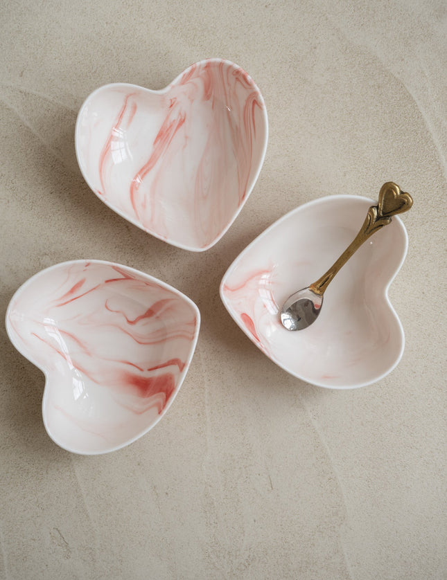 Bowl Heart Porcelain White Pink - Things I Like Things I Love