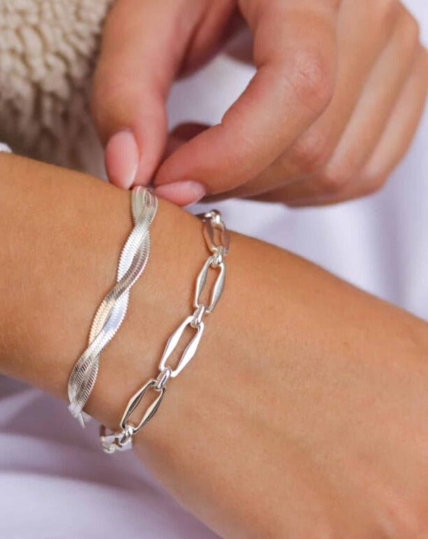 Braided Snake Bracelet Silver - Things I Like Things I Love