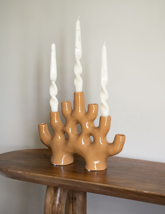 Candle Holder Porcelain Ochre - Things I Like Things I Love