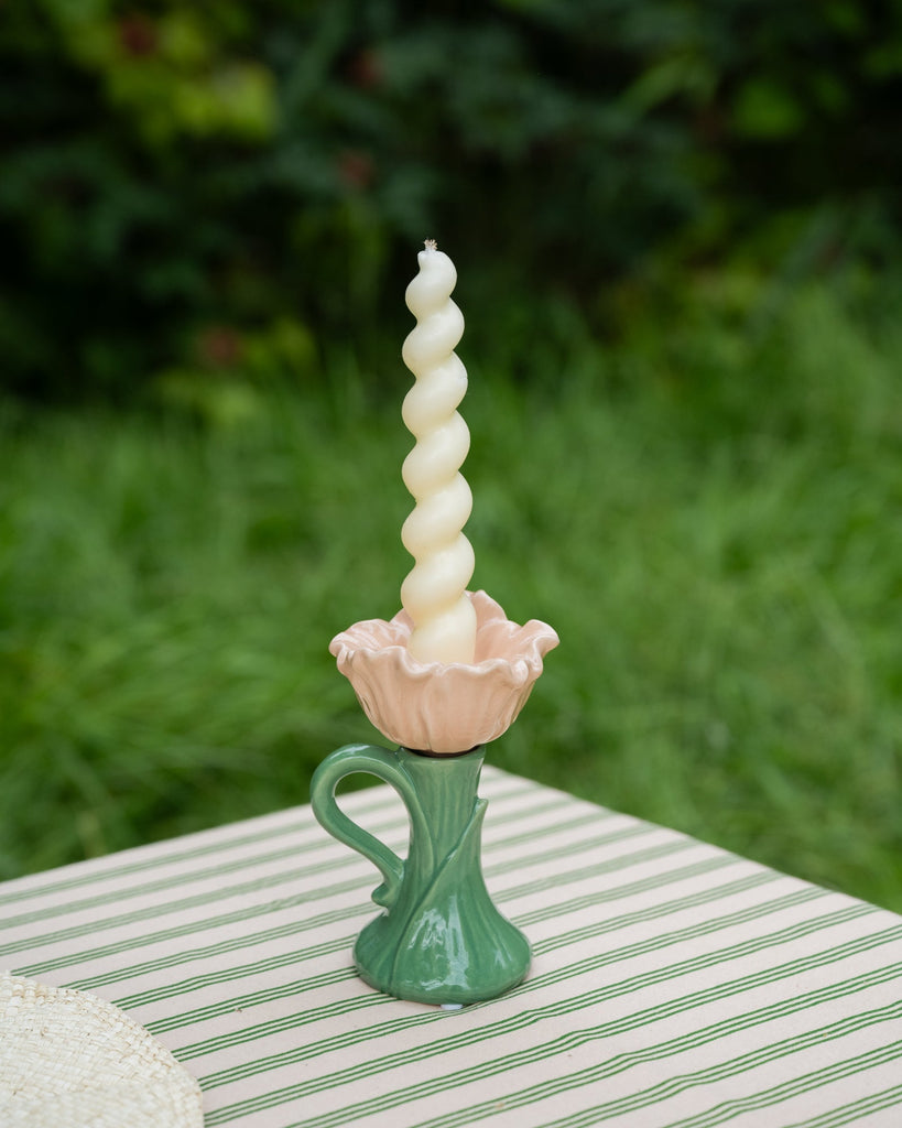 Candle Holder Tulip Pink Earthware - Things I Like Things I Love