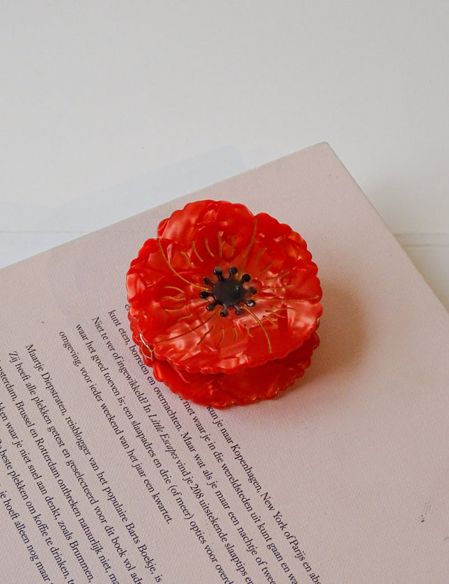 Claw Clip Poppy Flower Red - Things I Like Things I Love