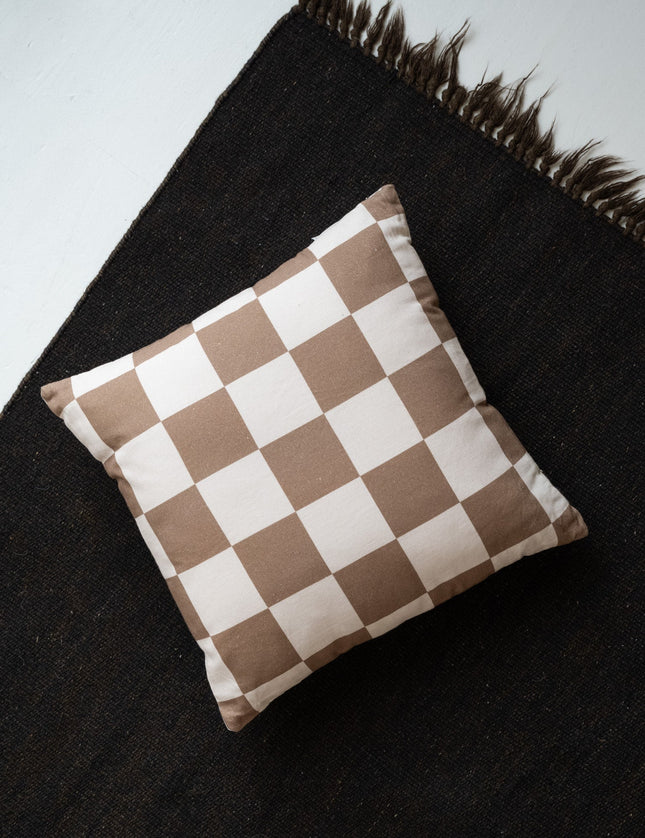 Cushion Check Brown/Creme - Things I Like Things I Love
