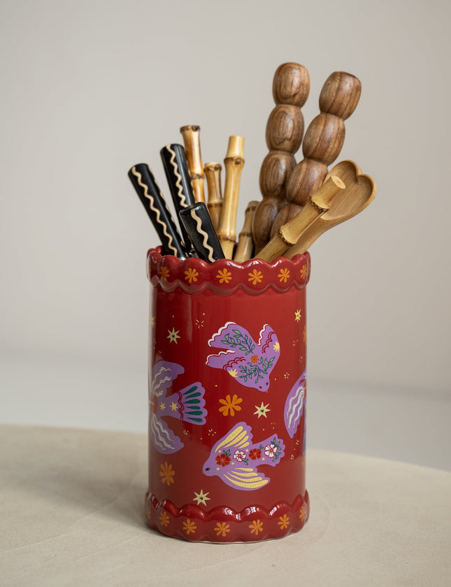 Cutlery Jar/Vase Purple Birds - Things I Like Things I Love