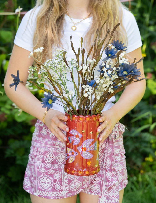 Cutlery Jar/Vase Purple Birds - Things I Like Things I Love