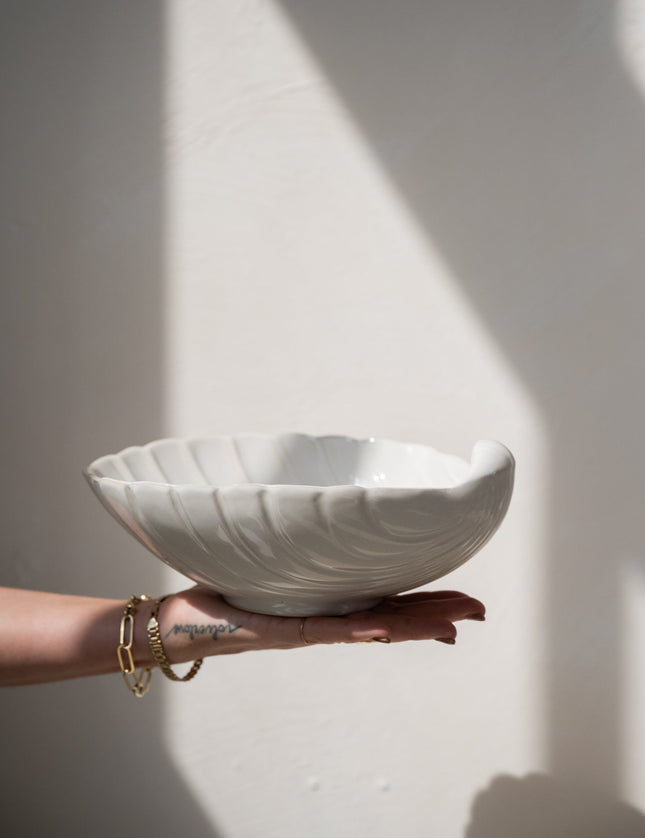 Handmade Salad Bowl Shell White - Things I Like Things I Love