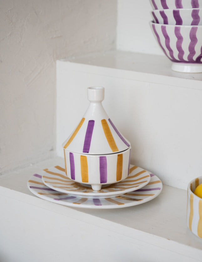 Handmade Tajine Ourika Lila/ Yellow Ceramic - Things I Like Things I Love