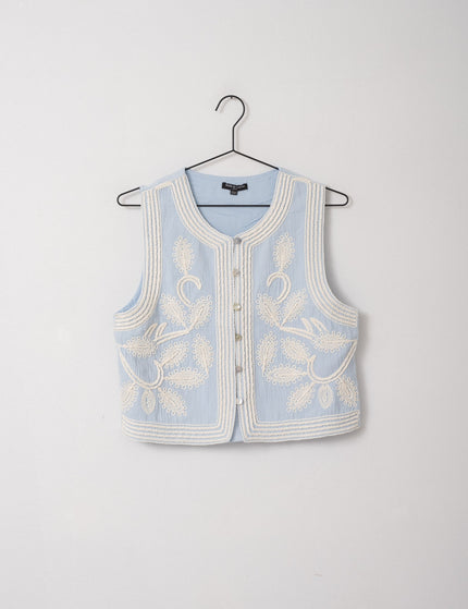 Polly Gilet Embroidery Light Blue - Things I Like Things I Love