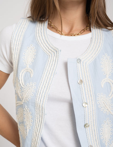 Polly Gilet Embroidery Light Blue - Things I Like Things I Love