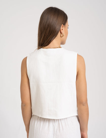 Polly Gilet Embroidery White - Things I Like Things I Love
