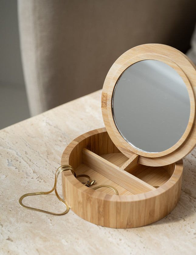 Round Bamboo Jewelry Box - Things I Like Things I Love