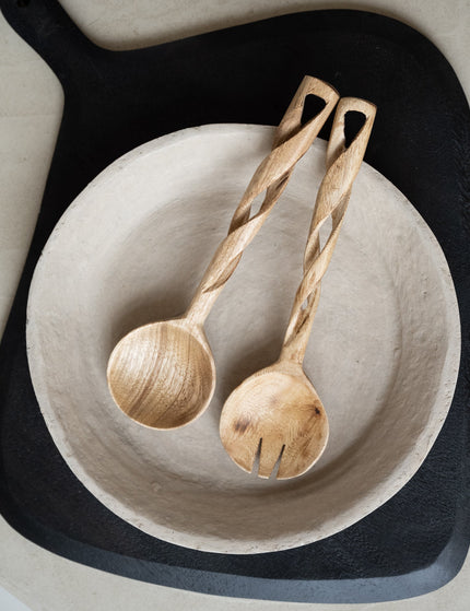 Salad Server Wood Twisted Handles - Things I Like Things I Love