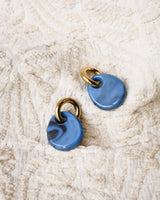 SET OF 2 - Statement Earrings Drop Blue Gold