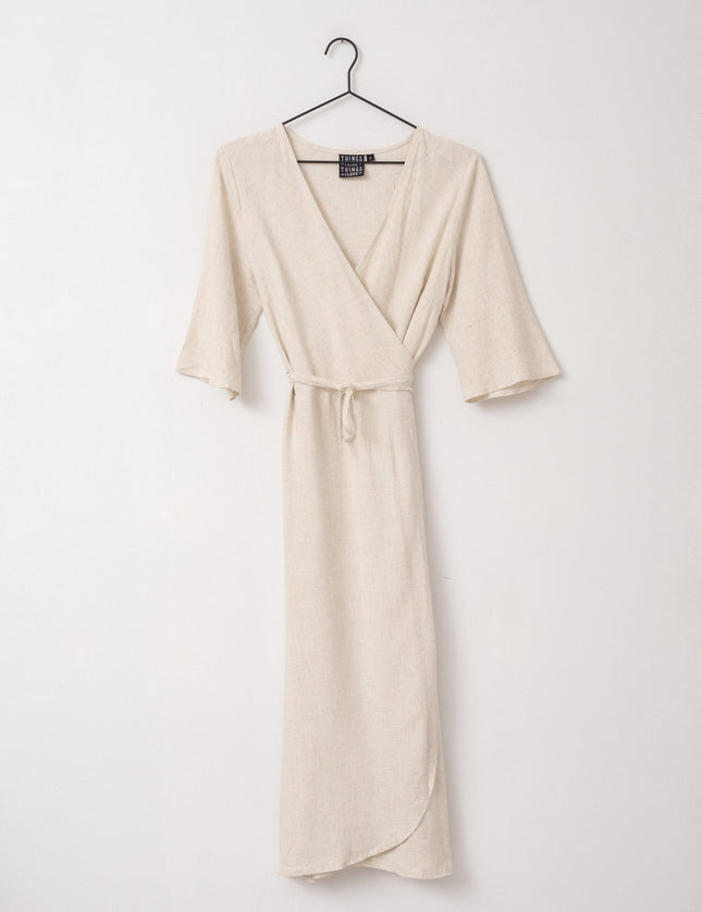 TILTIL Britt Linen Wrap Dress Beige - Things I Like Things I Love