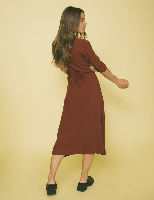 TILTIL Britt Linen Wrap Dress Cherry Red - Things I Like Things I Love