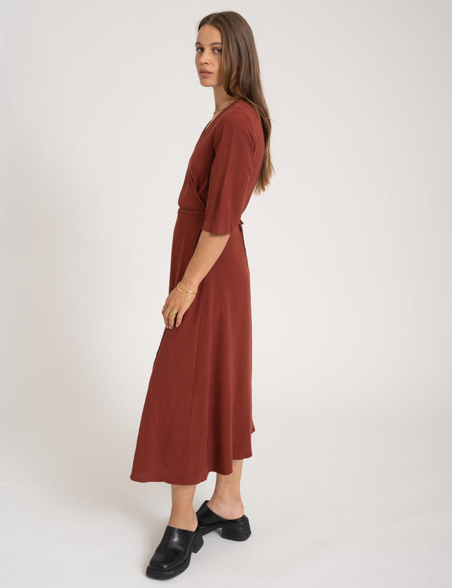 TILTIL Britt Linen Wrap Dress Cherry Red - Things I Like Things I Love