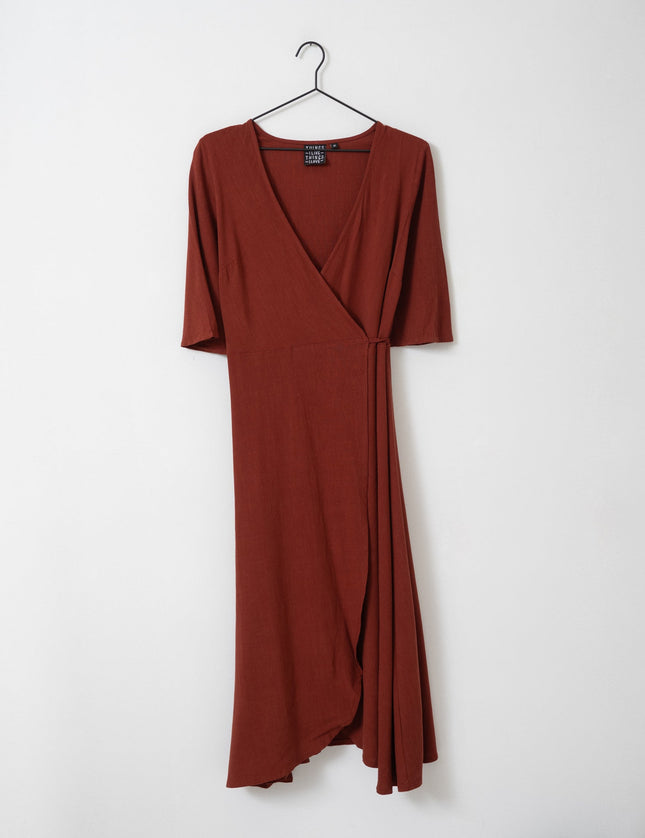 TILTIL Britt Linen Wrap Dress Cherry Red - Things I Like Things I Love