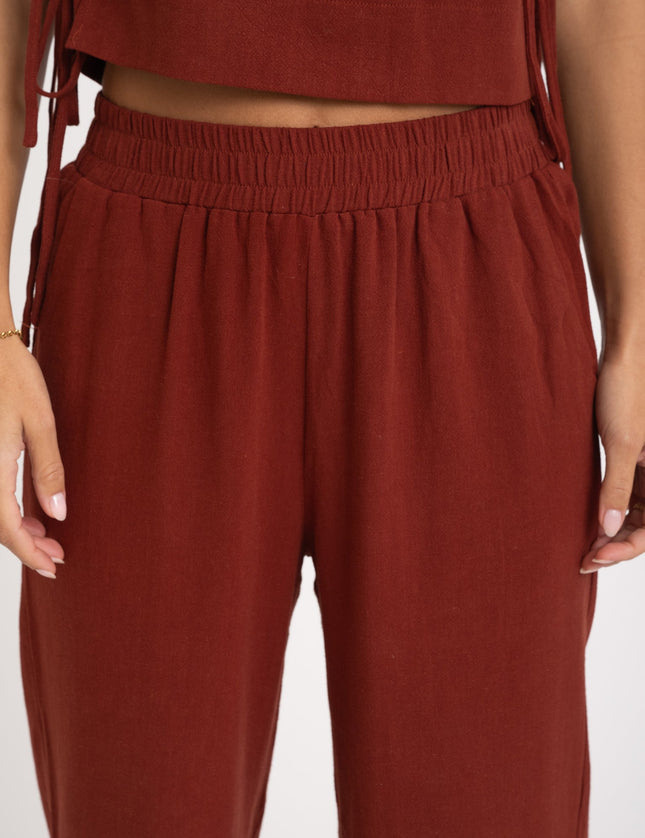 TILTIL Britt Pants Linen Cherry Red - Things I Like Things I Love