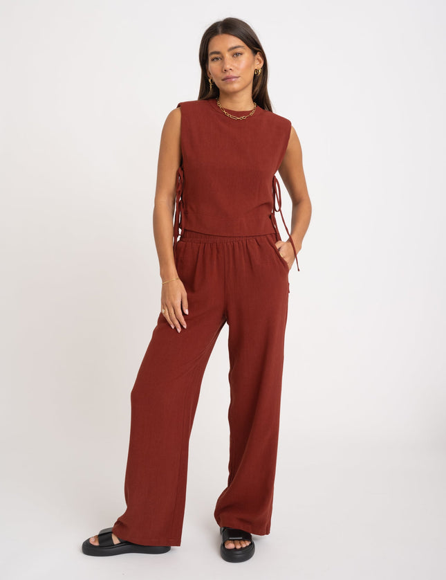 TILTIL Britt Pants Linen Cherry Red - Things I Like Things I Love