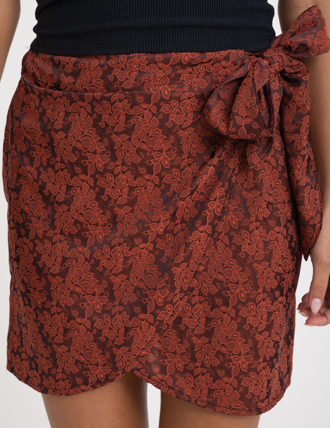 TILTIL Celine Skirt Rust Flower Print - Things I Like Things I Love