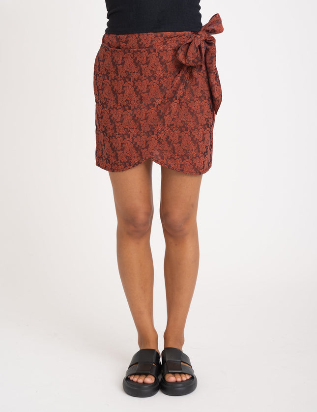 TILTIL Celine Skirt Rust Flower Print - Things I Like Things I Love