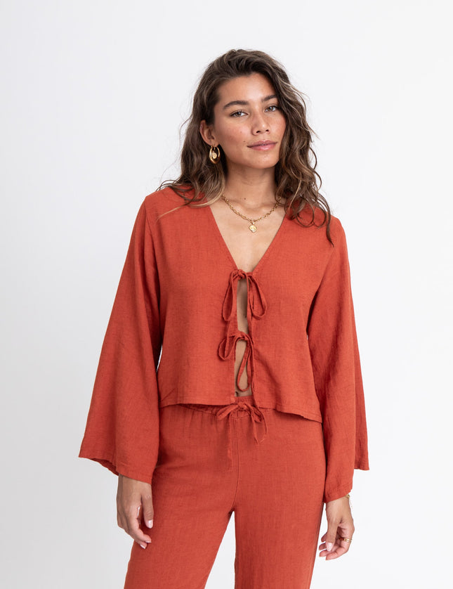 TILTIL Claire Linen Top Rust - Things I Like Things I Love