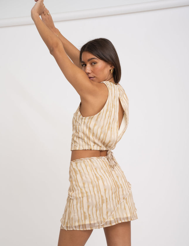 TILTIL Elin Crop Top Swirl Yellow Faded - Things I Like Things I Love