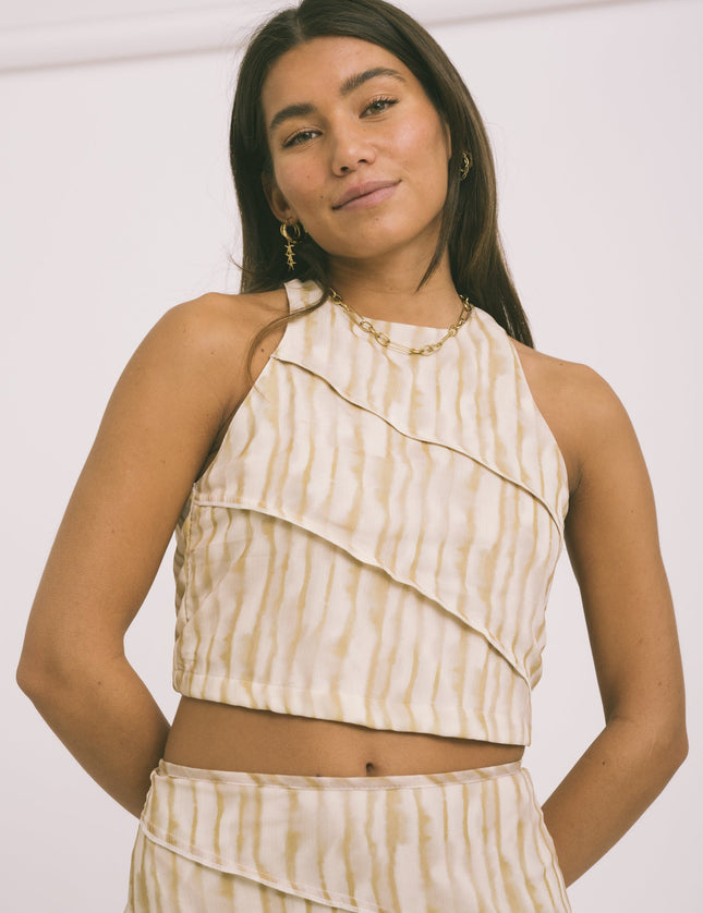 TILTIL Elin Crop Top Swirl Yellow Faded - Things I Like Things I Love