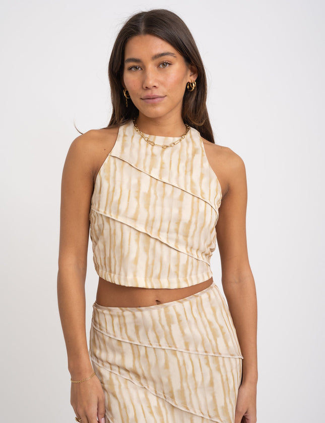 TILTIL Elin Crop Top Swirl Yellow Faded - Things I Like Things I Love