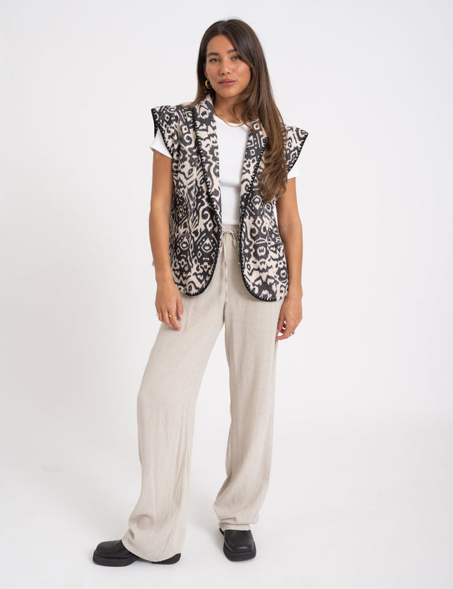 TILTIL Emi Gilet Black White Print One Size - Things I Like Things I Love