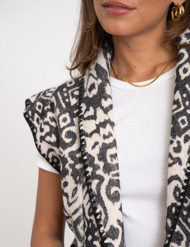 TILTIL Emi Gilet Black White Print One Size - Things I Like Things I Love