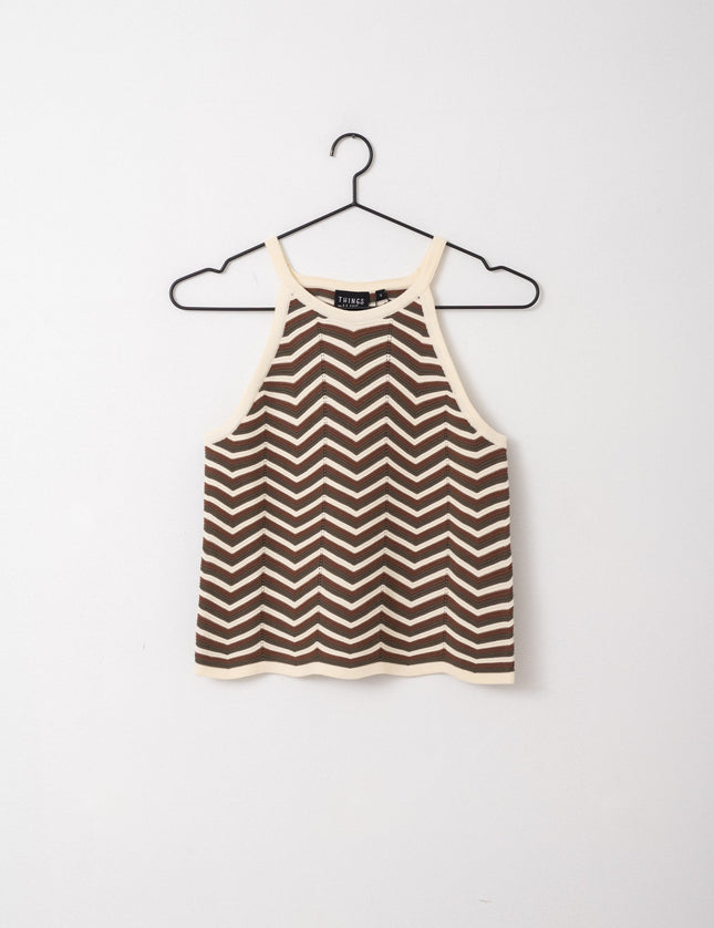 TILTIL Kate Zigzag Stripe Knit Top Olive - Things I Like Things I Love