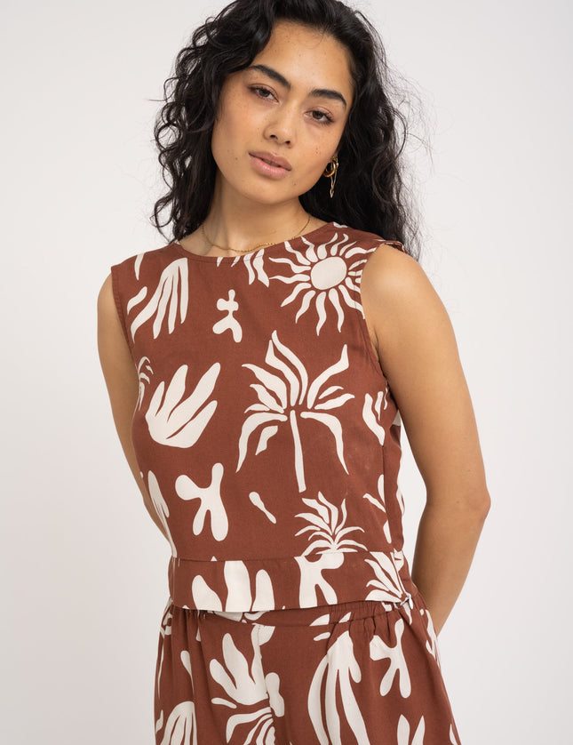 TILTIL Linda Top Cognac Cream Print - Things I Like Things I Love