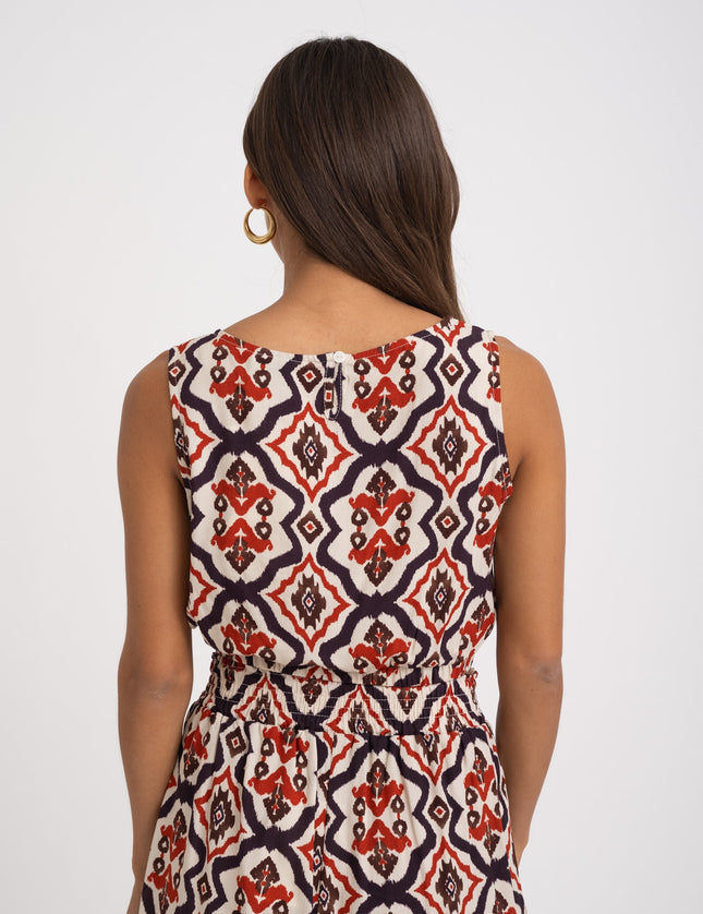 TILTIL Liny Top Aubergine Red White Print - Things I Like Things I Love