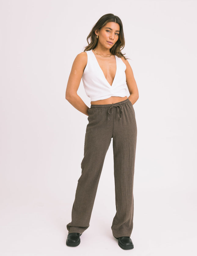 TILTIL Mailey Linen Pants Brown - Things I Like Things I Love