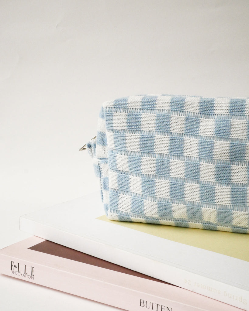 TILTIL Make up Bag / Pencil Case Checked Blue - Things I Like Things I Love