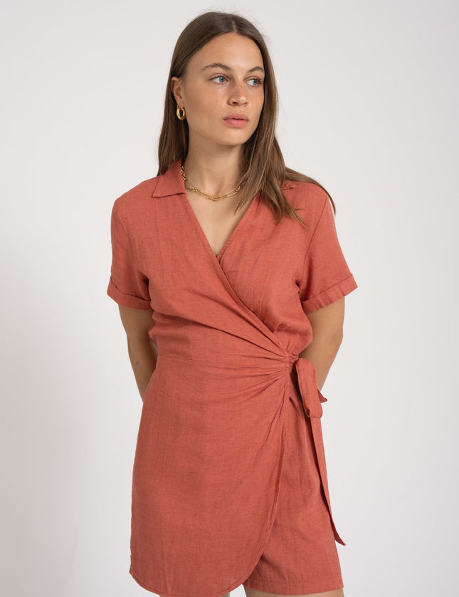 TILTIL Mary Linen Playsuit Pomegranate - Things I Like Things I Love