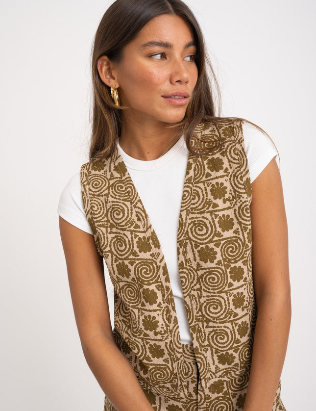 TILTIL Nikkie Gilet Mustard Print - Things I Like Things I Love