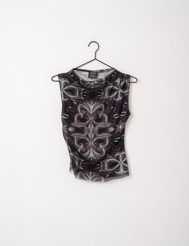 TILTIL Rody Top Mesh Black Blue Print - Things I Like Things I Love