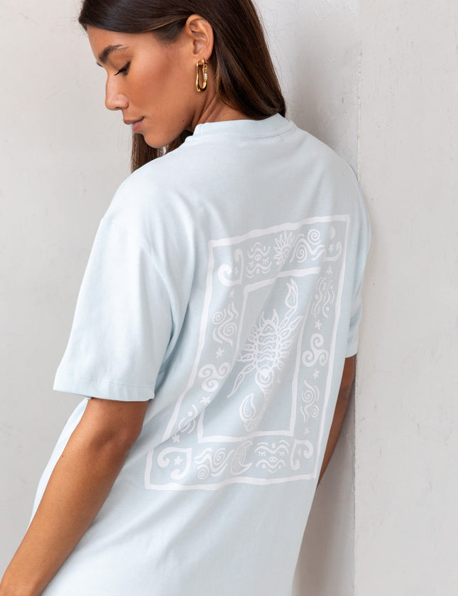 TILTIL Scorpio Tee Powder Blue White Print - Things I Like Things I Love