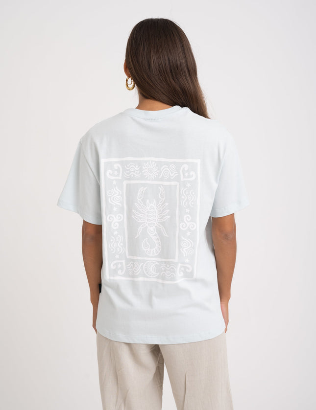 TILTIL Scorpio Tee Powder Blue White Print - Things I Like Things I Love