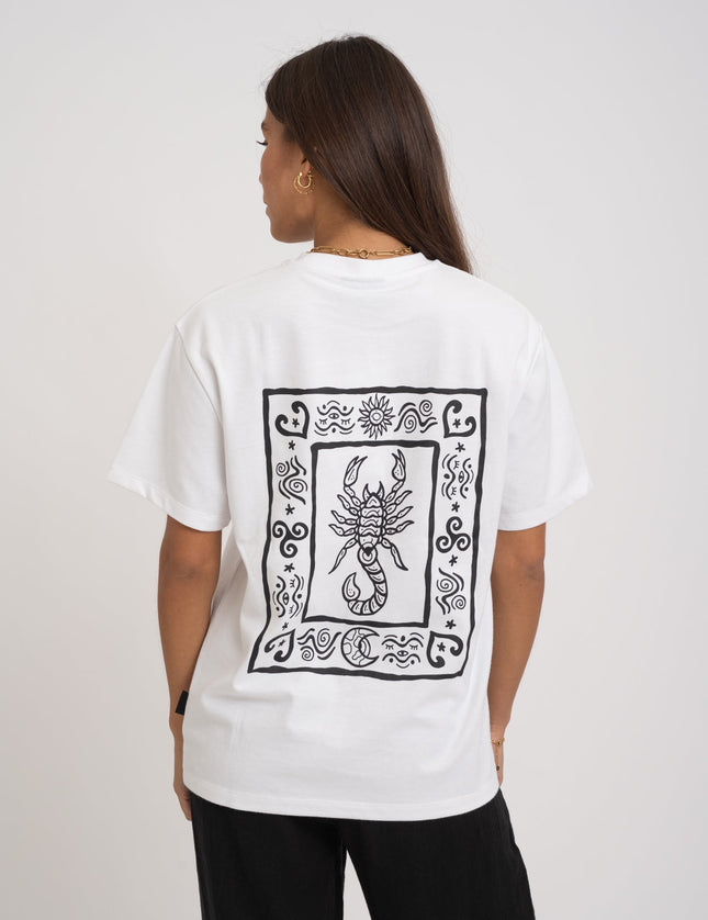 TILTIL Scorpio Tee White Print Black - Things I Like Things I Love