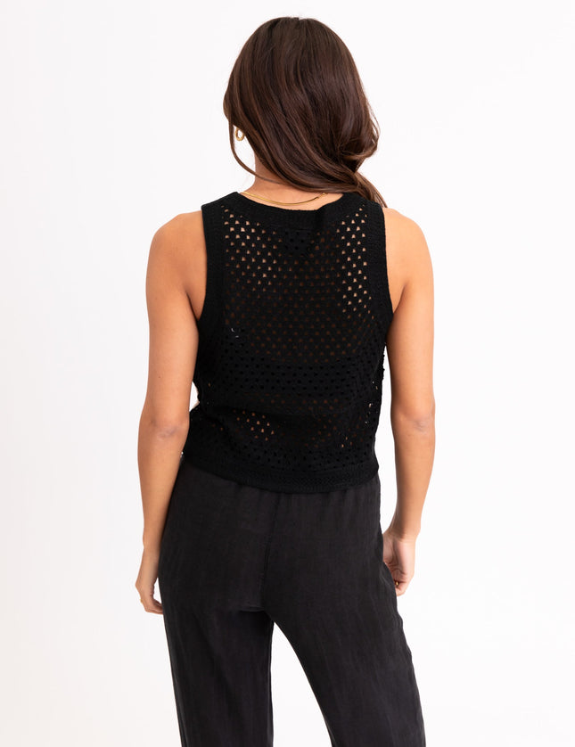 TILTIL Senna Crochet Flower Top Black - Things I Like Things I Love