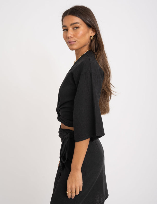 TILTIL Sunny Linen Top Black One Size - Things I Like Things I Love